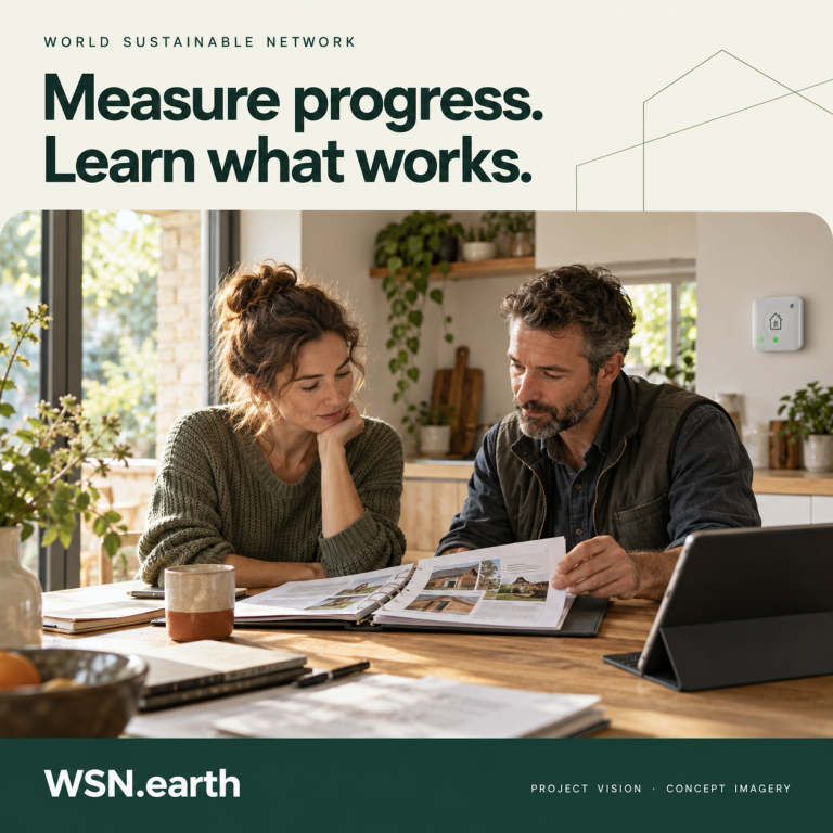 Concept illustration of reviewing home retrofit progress together.